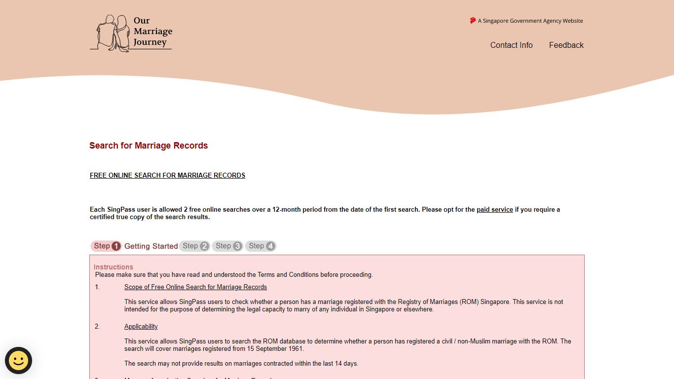 Search for Marriage Records - Registry of Marriages